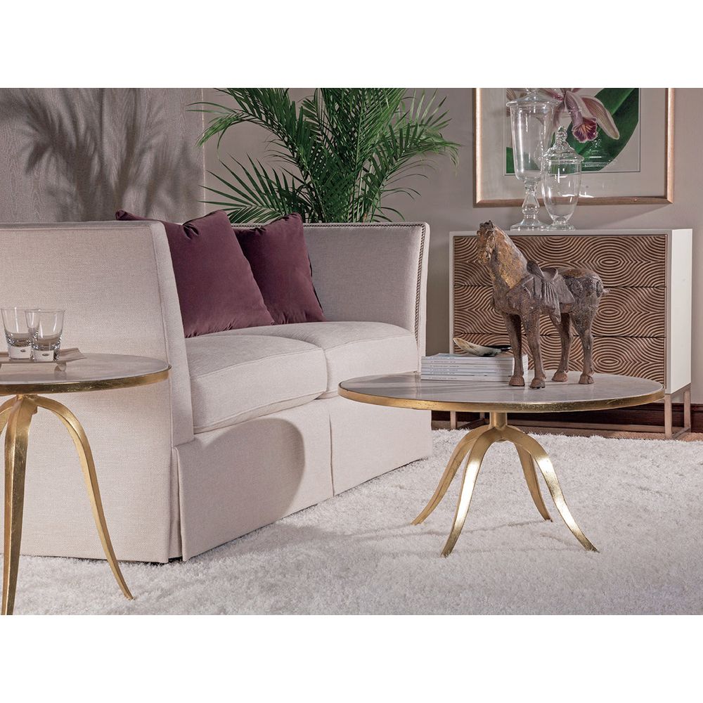 Side Tables Crystal Stone Round End Table - Gold