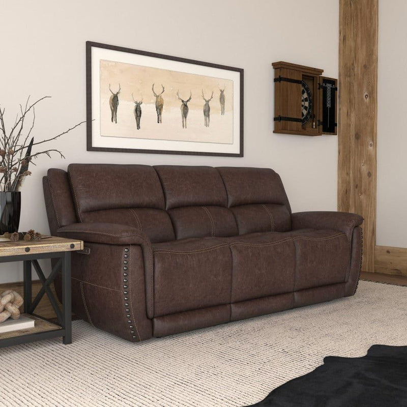 Beau Fabric Power Reclining Sofa with Power Headrests France Son