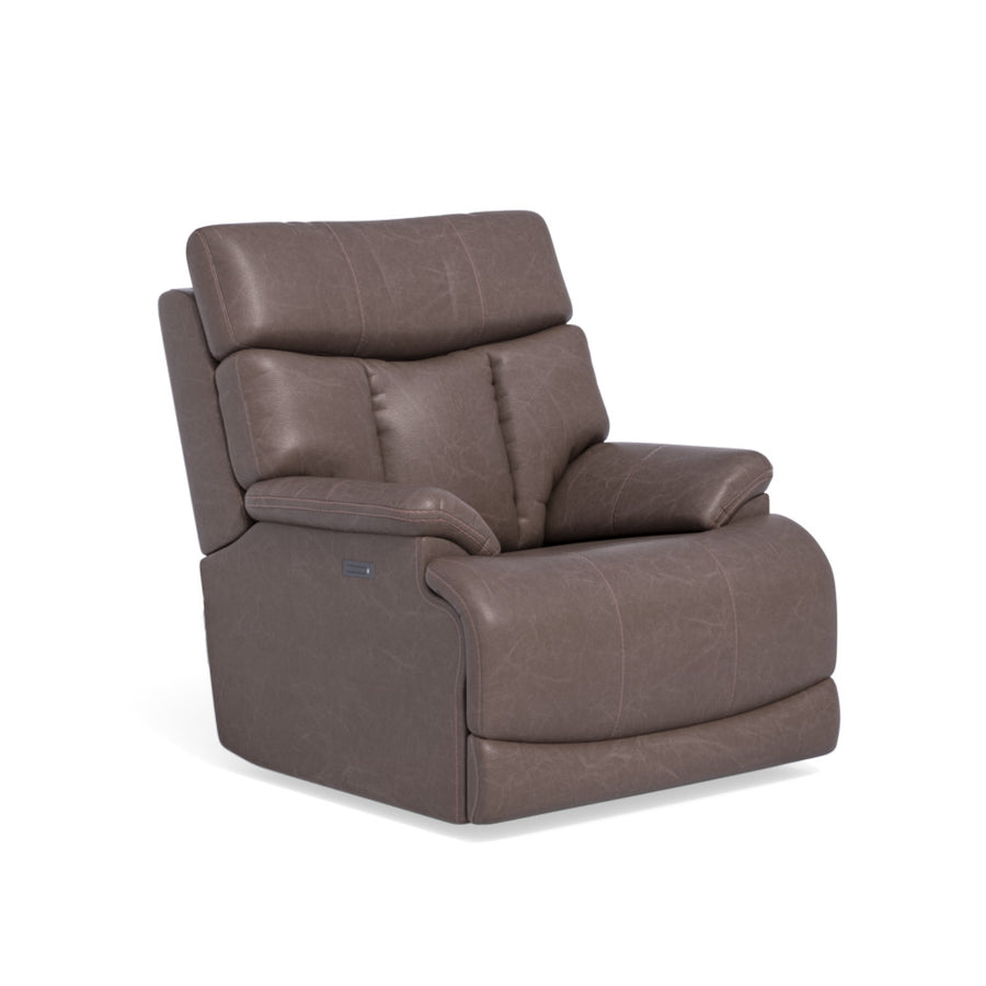 Ashton Fabric Power Recliner with Power Headrest & Lumbar in Sand-Flexsteel-Flexsteel-1564-50PH-Lounge Chairs-1-France and Son