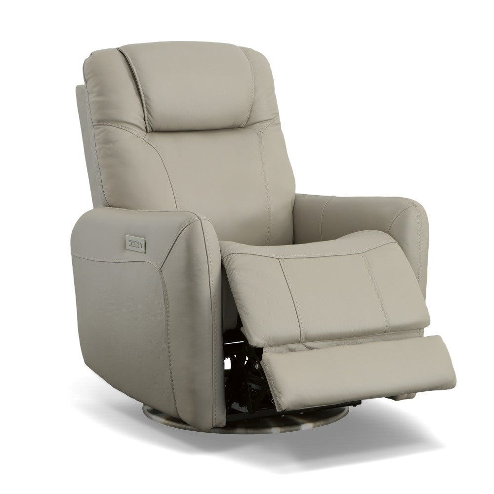 Degree Leather Power Swivel Recliner with Power Headrest-Flexsteel-Flexsteel-1514-52PH-05001-Lounge Chairs05001-2-France and Son