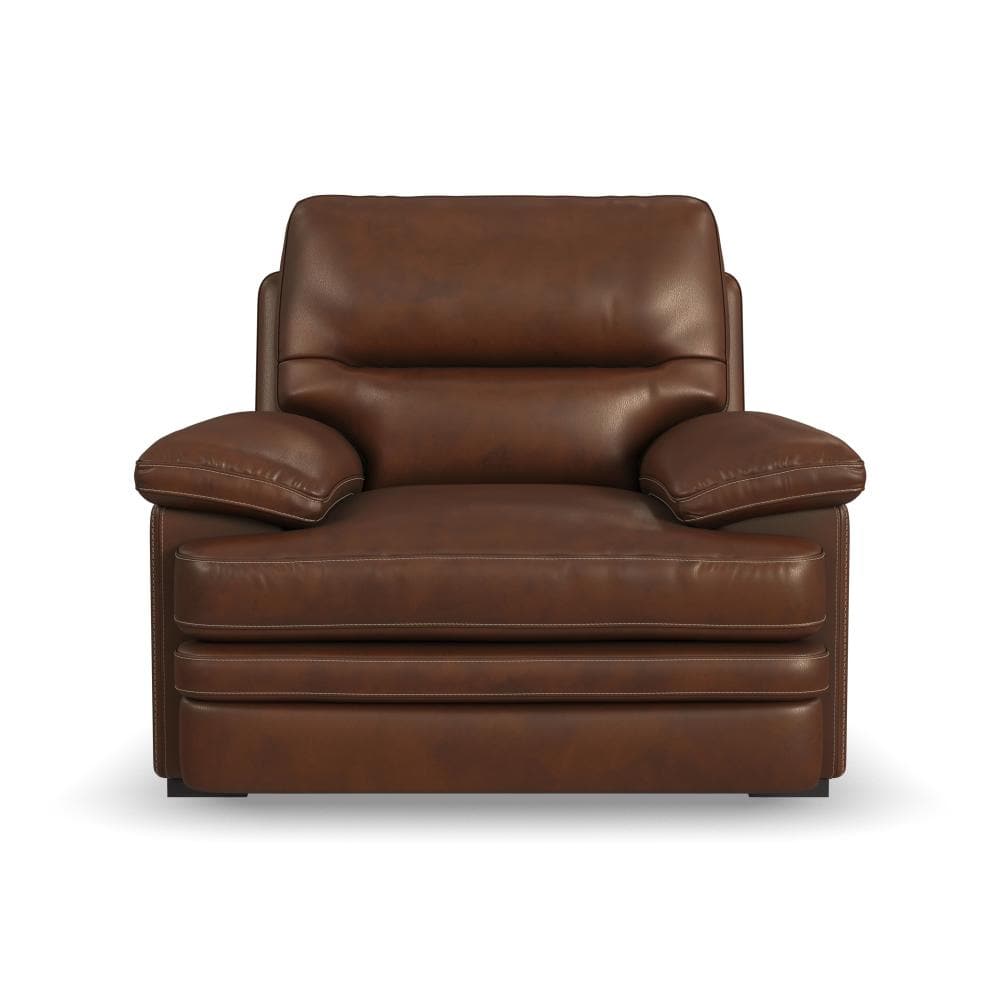 David Leather Chair in Pecan-Flexsteel-Flexsteel-1825-10-Lounge Chairs-2-France and Son