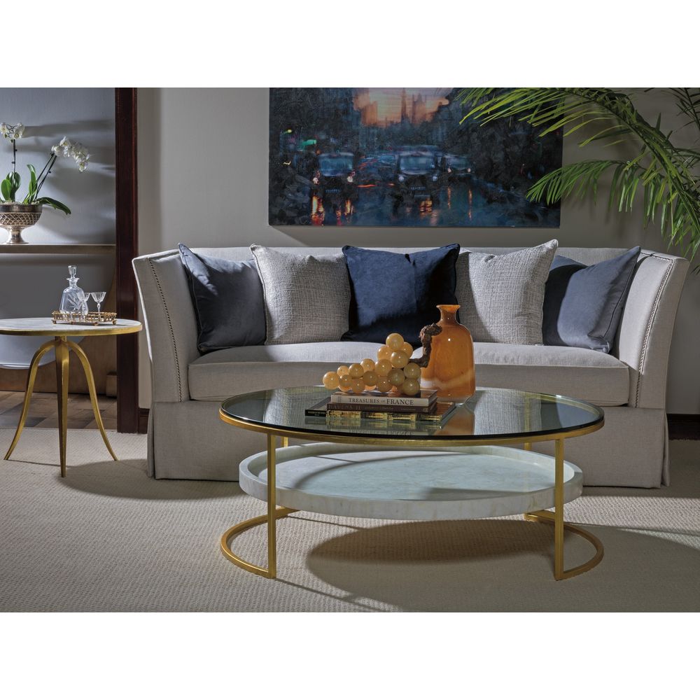 Side Tables Crystal Stone Round End Table - Gold