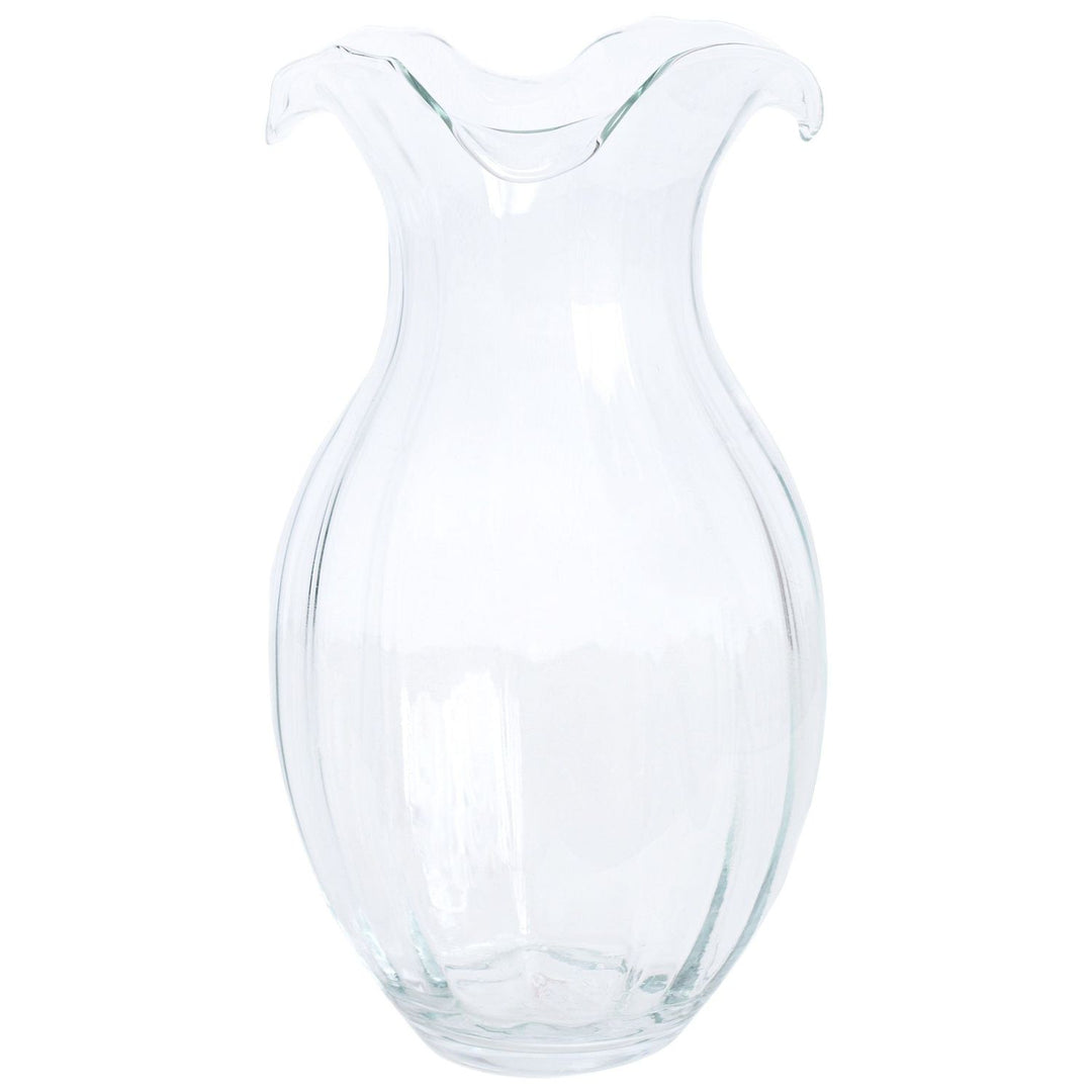 Hibiscus Glass Vertical Fluted Vase - Clear / Large