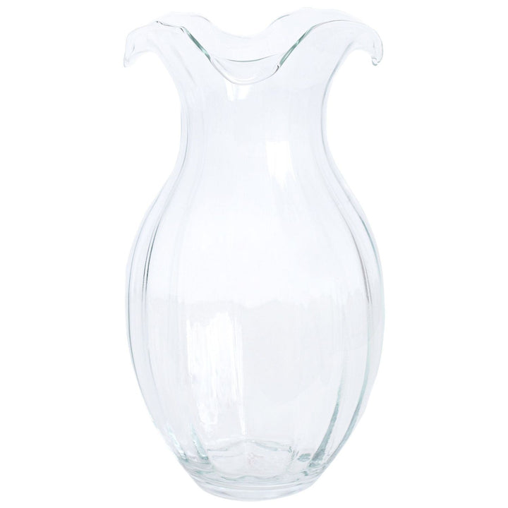 Hibiscus Glass Vertical Fluted Vase - Clear / Large