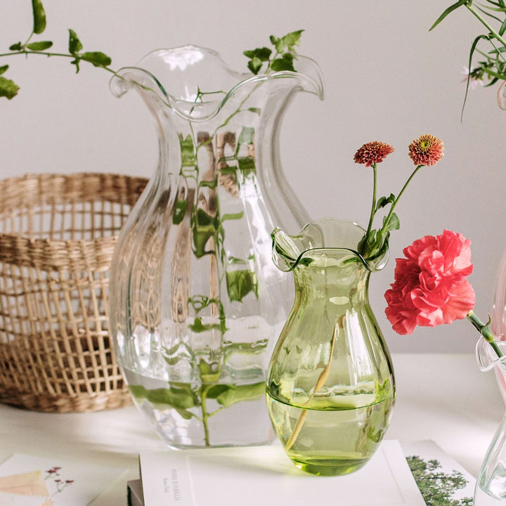 Hibiscus Glass Vertical Fluted Vase