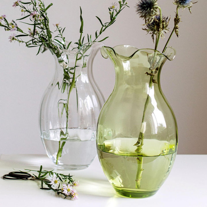 Hibiscus Glass Vertical Fluted Vase