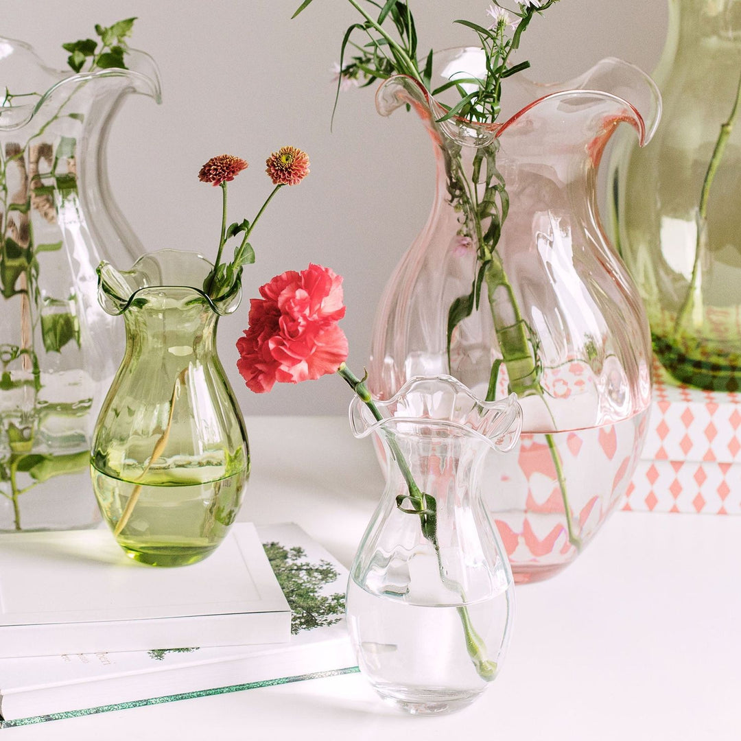 Hibiscus Glass Vertical Fluted Vase