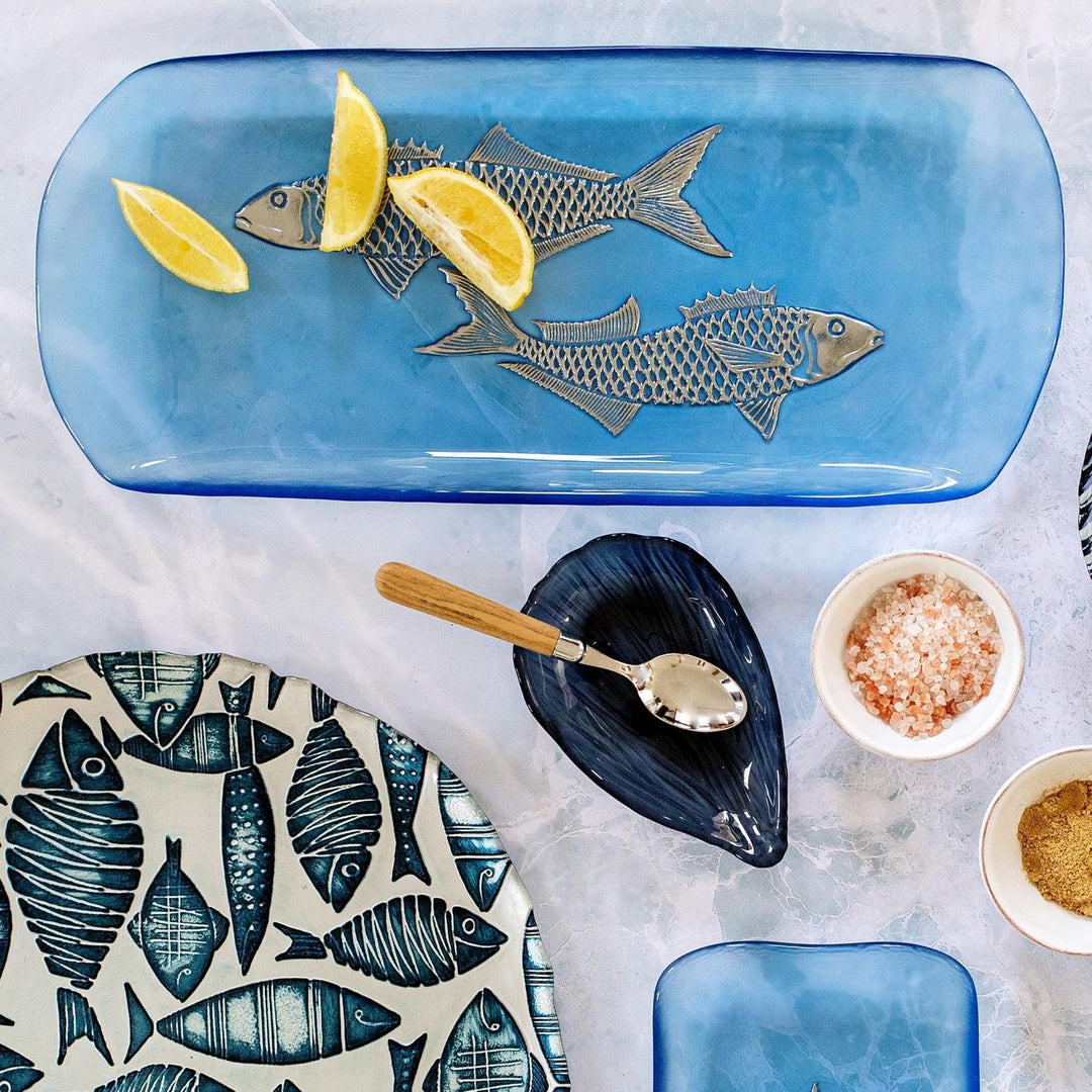 Isola Glass Fish Rectangular Tray