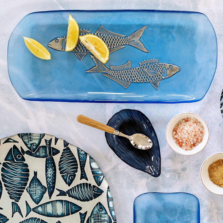 Isola Glass Fish Rectangular Tray