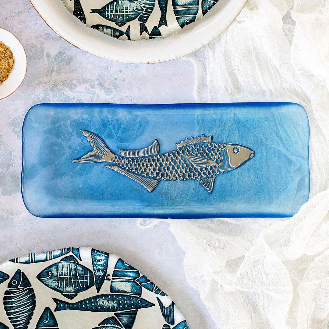 Isola Glass Fish Rectangular Tray