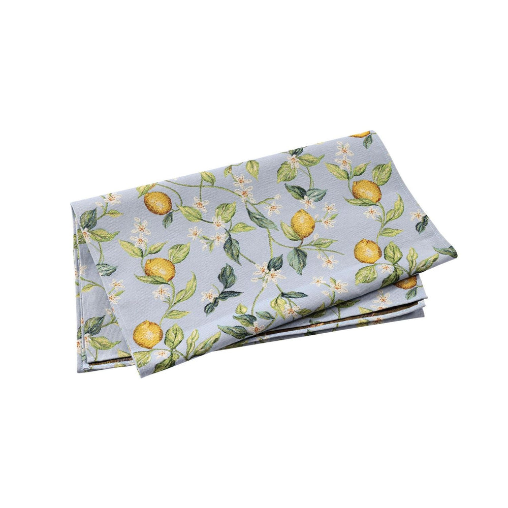 Tavola Lemons Runner with Flowers - White