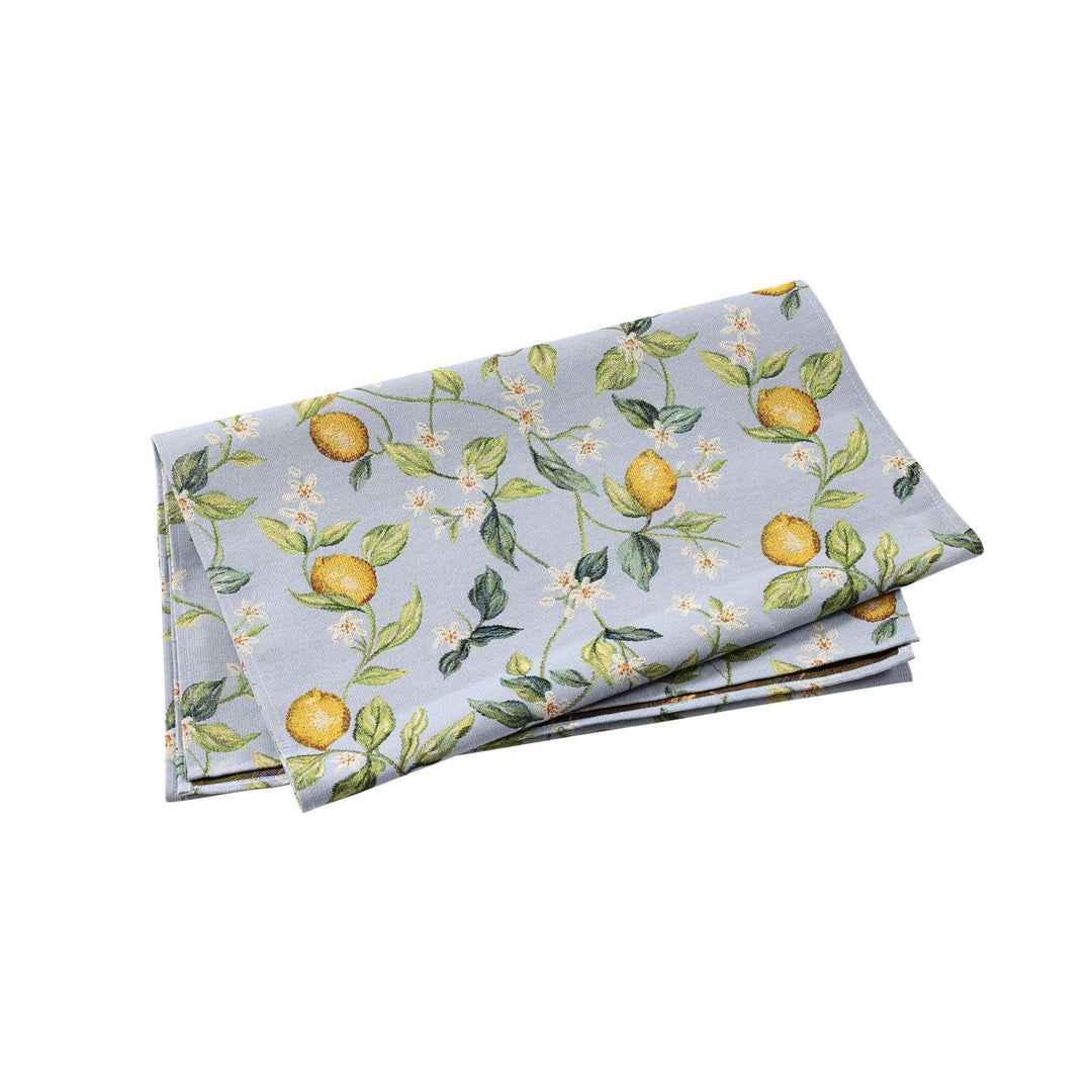 Tavola Lemons Runner with Flowers - White