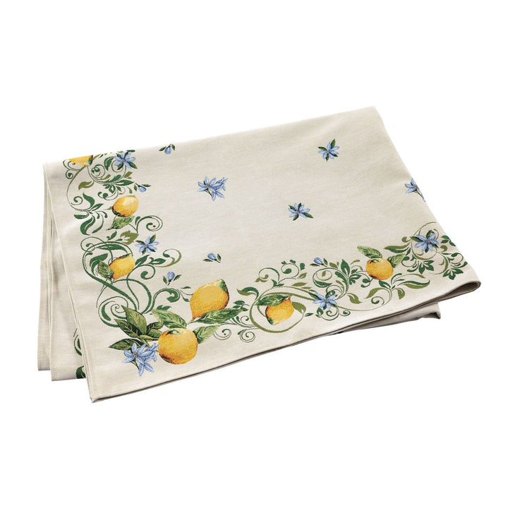 Tavola Lemons Tablecloth with Flowers - Blue