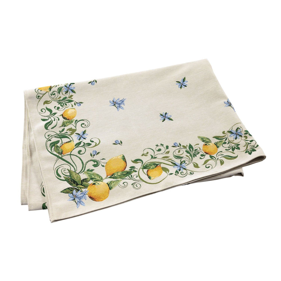 Tavola Lemons Tablecloth with Flowers - Blue