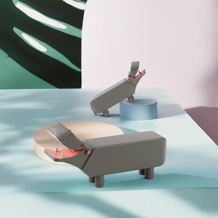 Kay Bojesen Hippo, Grey, H: 3.5"
