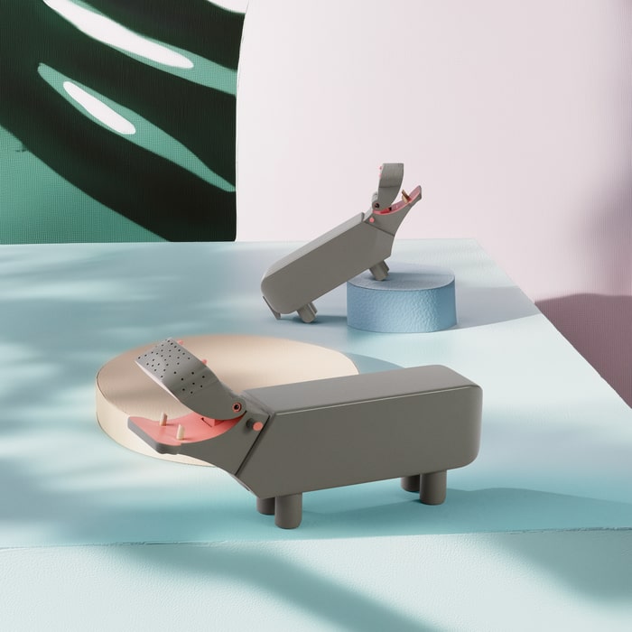Kay Bojesen Liliput Hippo, Grey, H: 2.4"