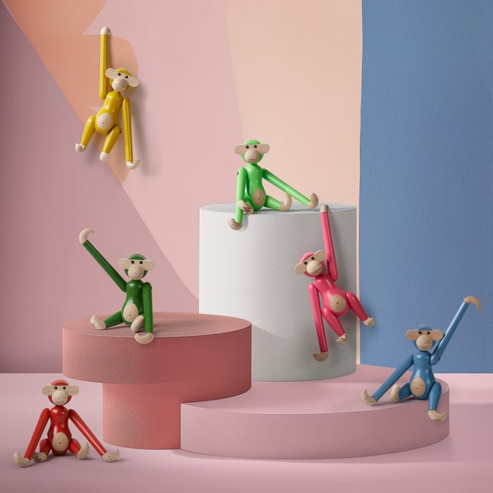 Kay Bojesen Monkey, Mini, Pink, H: 3.7"