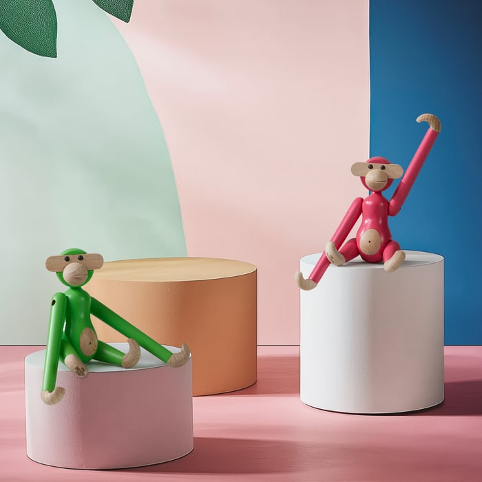 Kay Bojesen Monkey, Mini, Pink, H: 3.7"