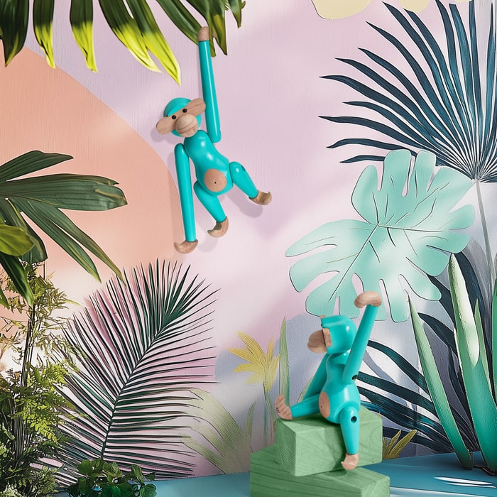 Kay Bojesen Monkey, Mini, Turquoise, H: 3.7"