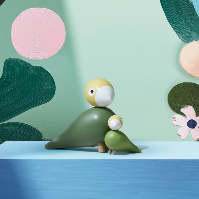 Kay Bojesen Liv & Lykke Bird Pair, Green, H: 3.9"