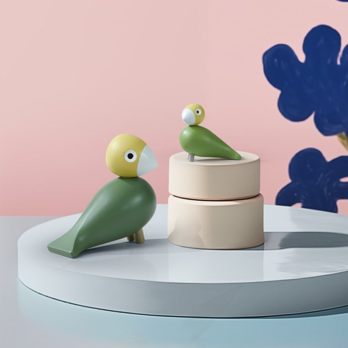 Kay Bojesen Liv & Lykke Bird Pair, Green, H: 3.9"