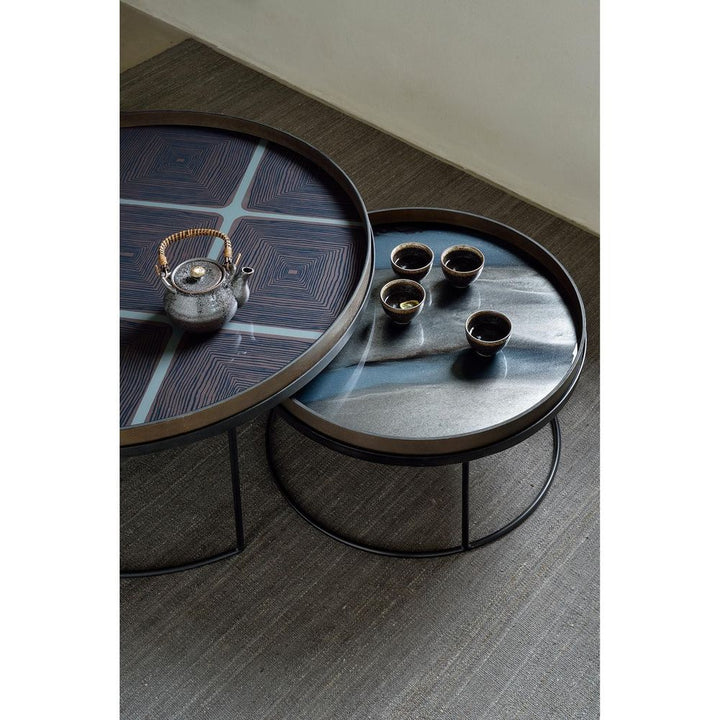 Serveware: Trays Linear Squares Glass Tray - Black