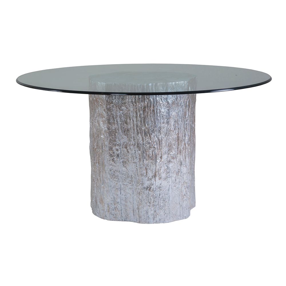 Trunk Segment Round Dining Table With Glass Top Silver Leaf - Silver Leaf