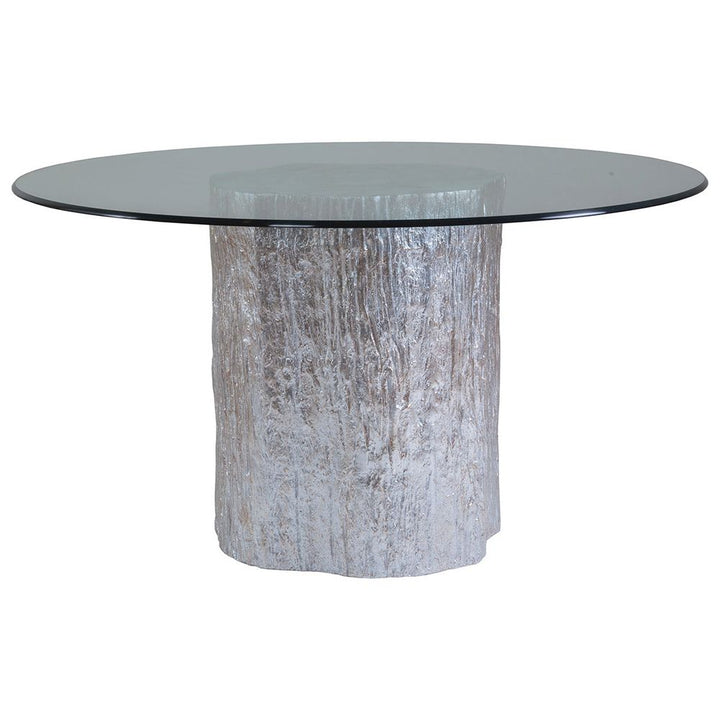 Dining Tables Trunk Segment Round Dining Table With Glass Top Silver Leaf - Silver Leaf