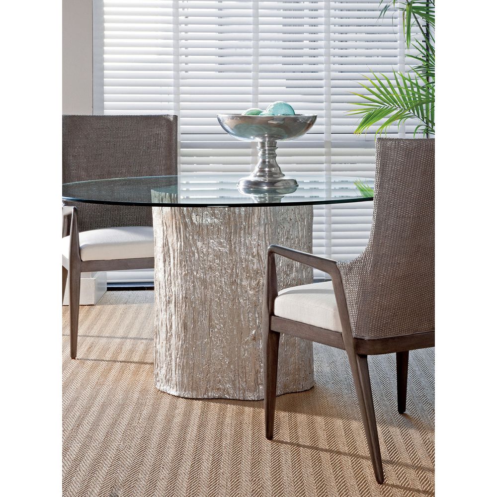 Dining Tables Trunk Segment Round Dining Table With Glass Top Silver Leaf - Silver Leaf