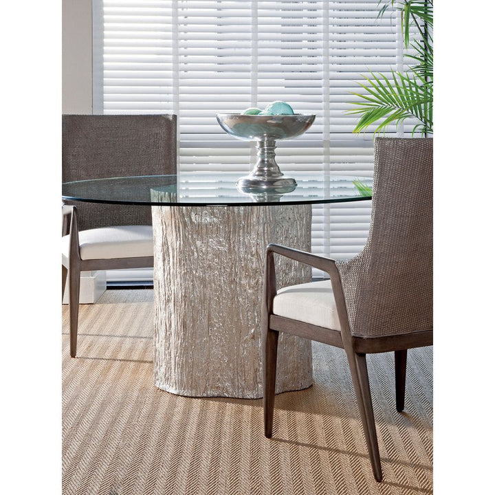 Dining Tables Trunk Segment Round Dining Table With Glass Top Silver Leaf - Silver Leaf