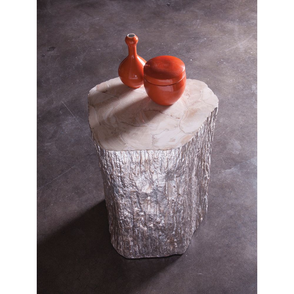 Side Tables Trunk Segment Accent Table - Silver Leaf - Silver Leaf