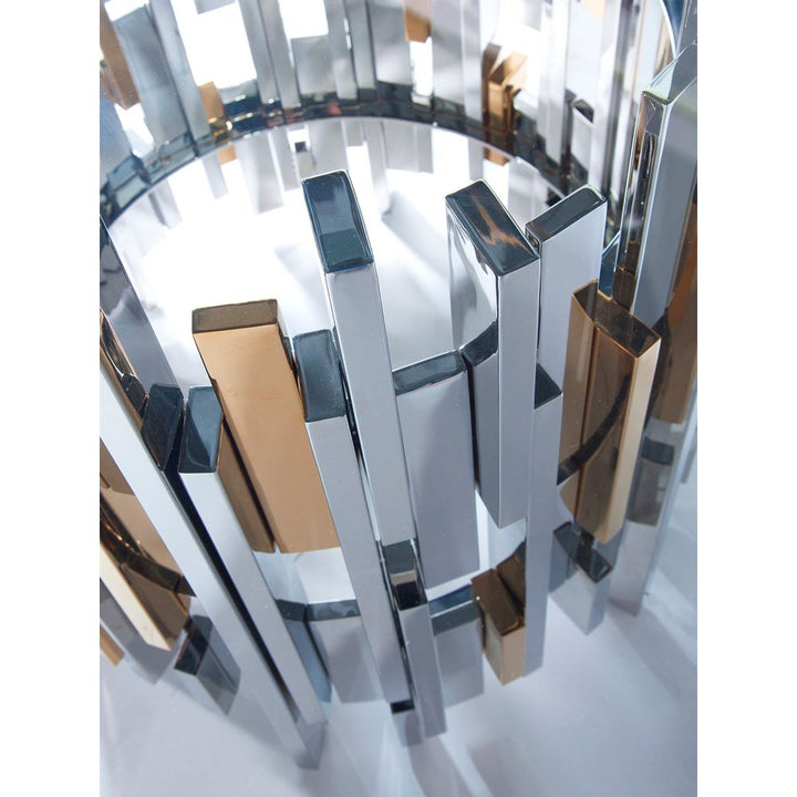 Dining Tables Cityscape Round Dining Table With Glass Top - Stainless Steel