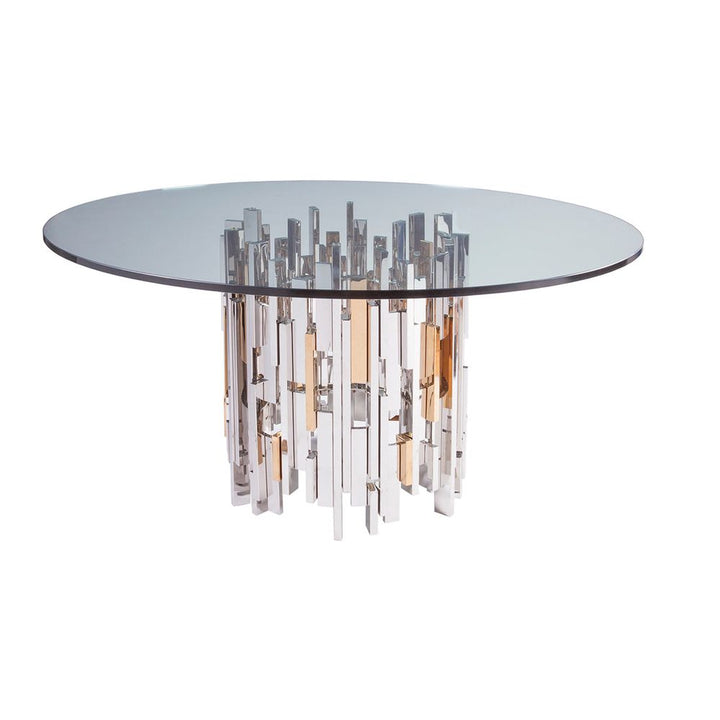Dining Tables Cityscape Round Dining Table With Glass Top - Stainless Steel