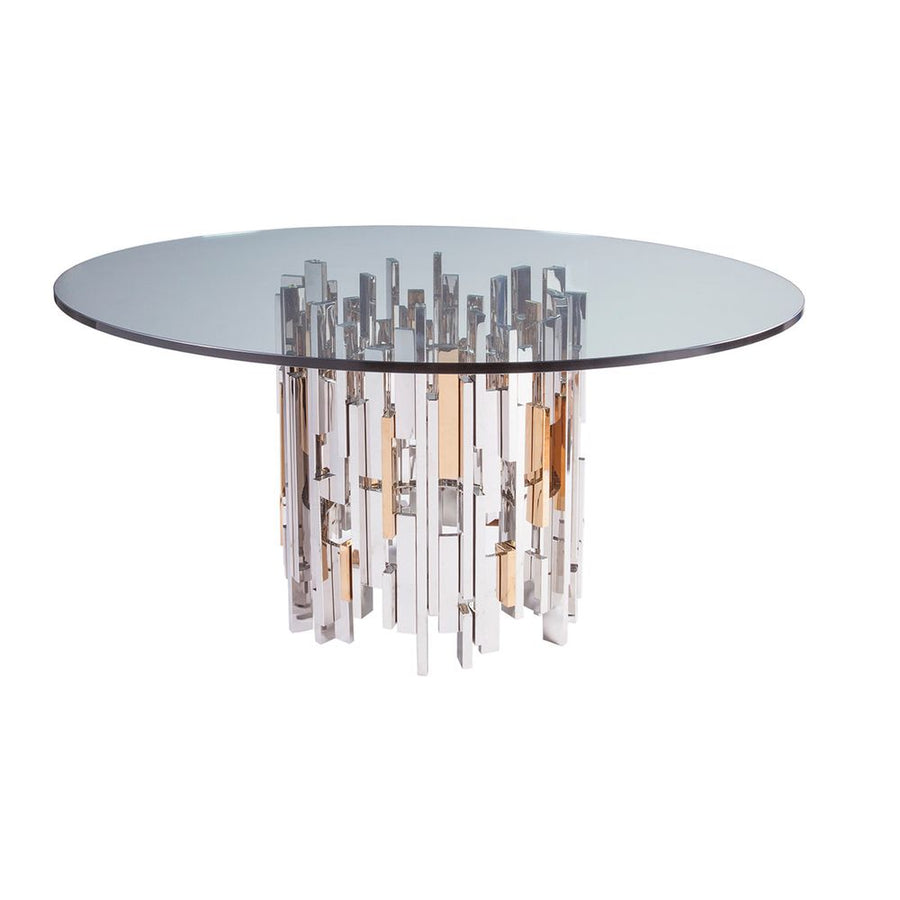 Dining Tables Cityscape Round Dining Table With Glass Top - Stainless Steel