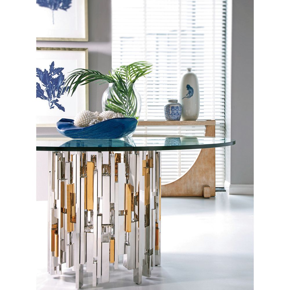 Dining Tables Cityscape Round Dining Table With Glass Top - Stainless Steel