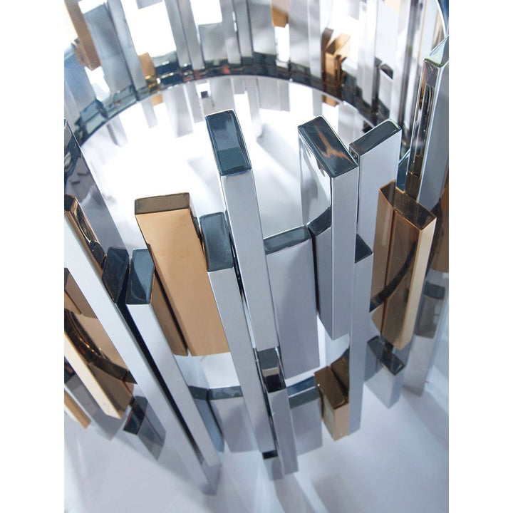 Cityscape Round Dining Table With Glass Top - Stainless Steel