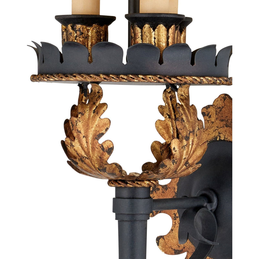 The Duke Gold Wall Sconce, Black Shade