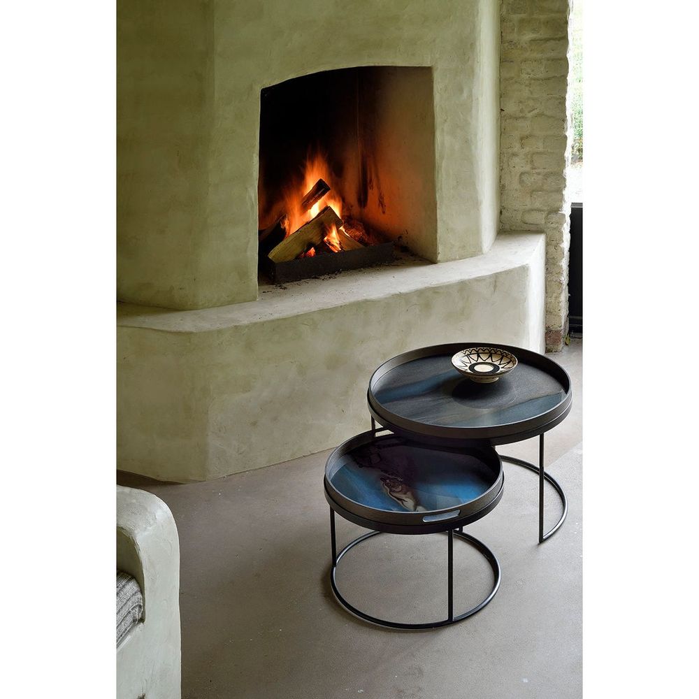 Coffee Tables Tray Coffee Table Set - Black -24.5