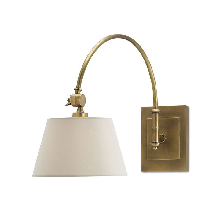 Ashby Brass Swing-Arm Wall Sconce, White Shade