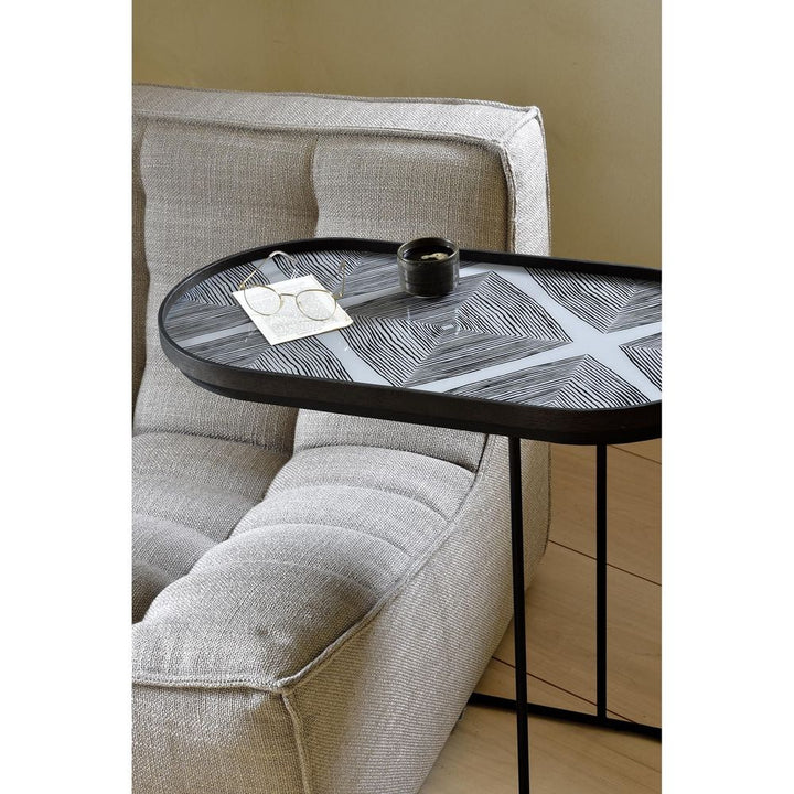 Serveware: Trays Linear Squares Glass Tray - Black