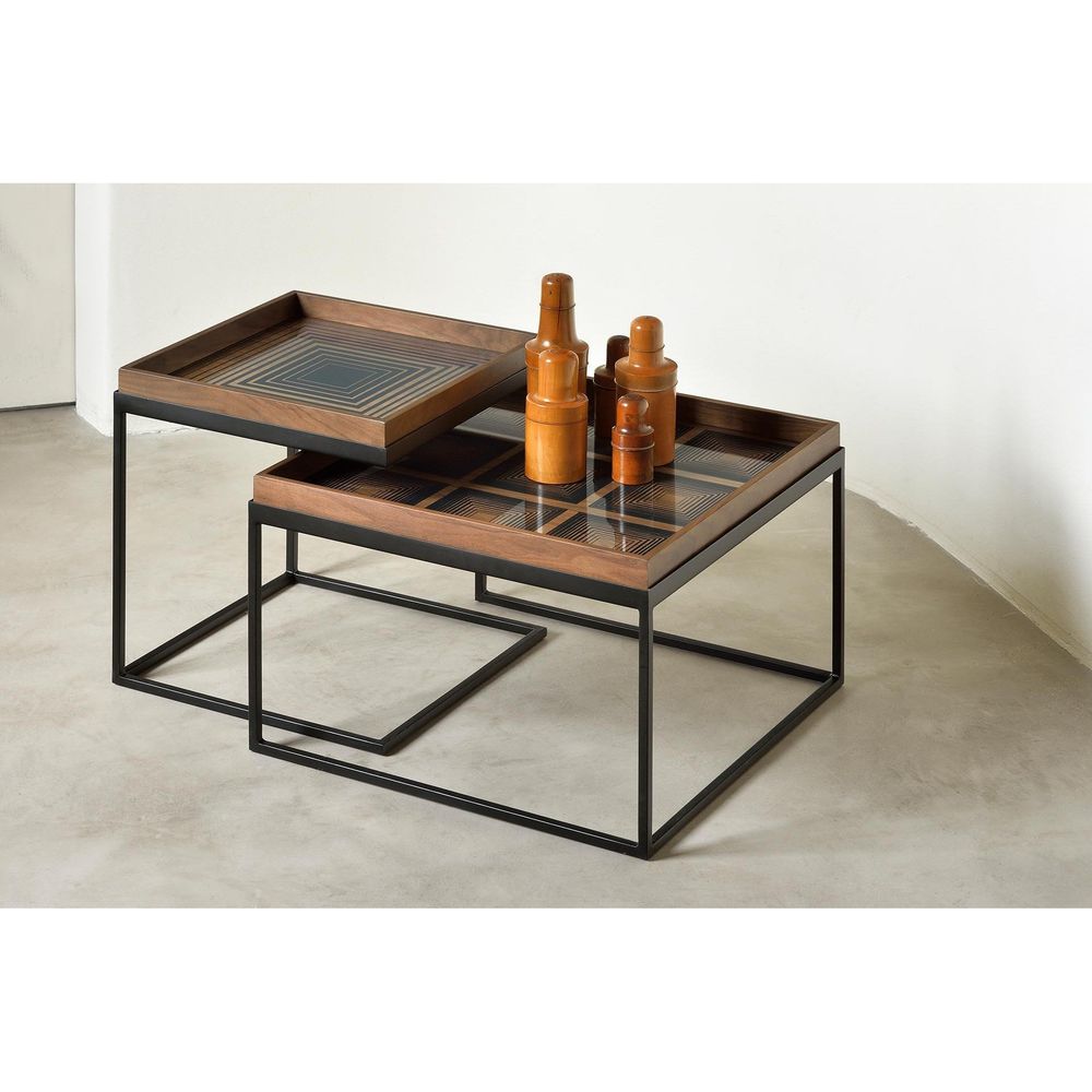 Serveware: Trays Squares Glass Tray - Black