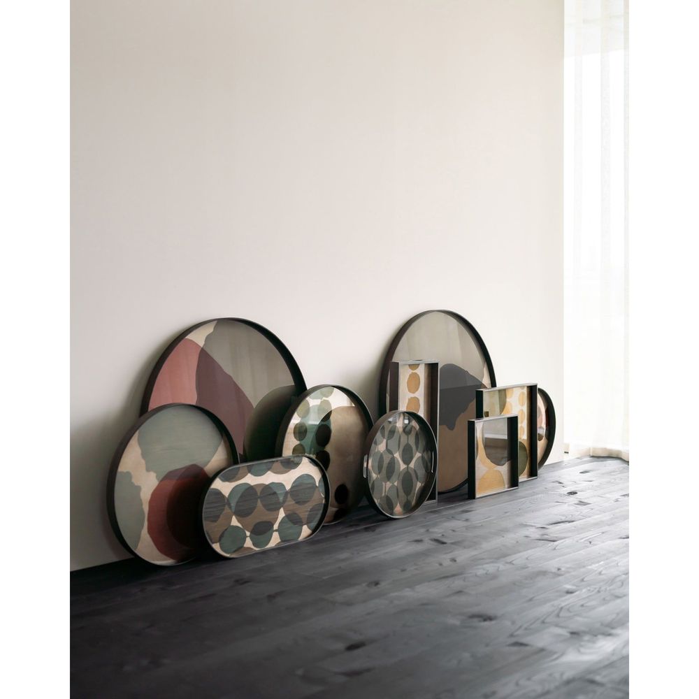 Serveware: Trays Overlapping Dots Glass Tray - Black