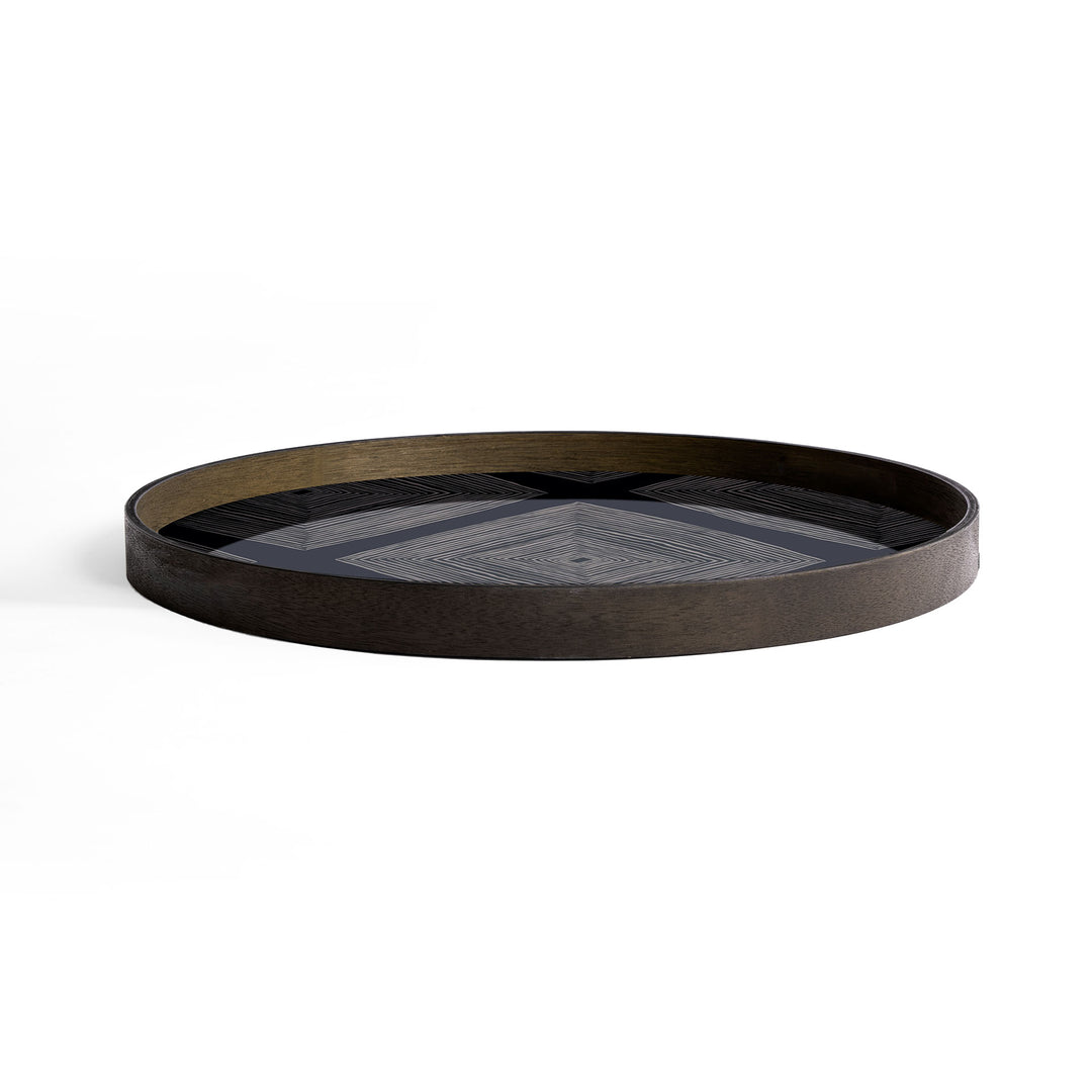 Linear Squares Glass Tray - Black