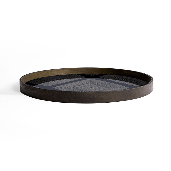 Linear Squares Glass Tray - Black