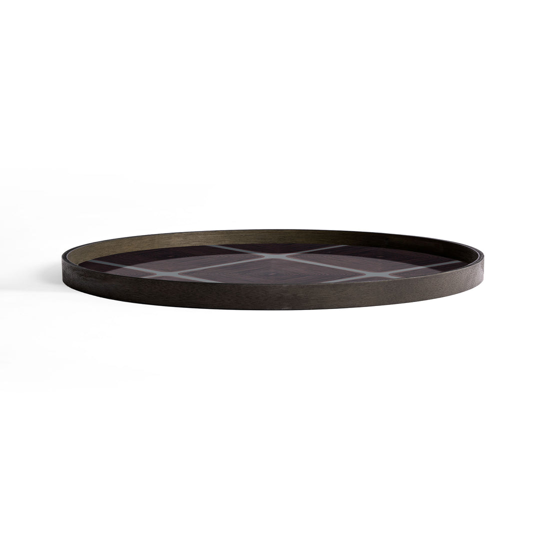 Linear Squares Glass Tray - Black