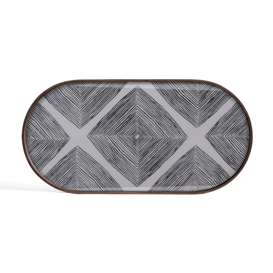 Linear Squares Glass Tray - Black