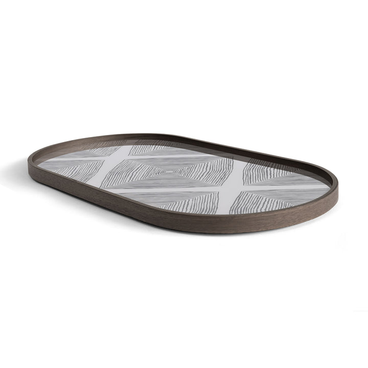 Linear Squares Glass Tray - Black