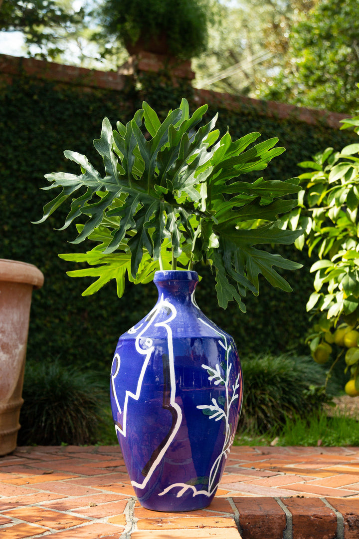 Pablo Large White Vase w/ Blue & Green-ABIGAILS-ABIGAILS-210000-Vases-3-France and Son