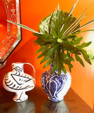 Pablo Large White Vase w/ Blue & Green-ABIGAILS-ABIGAILS-210001-Vases-3-France and Son