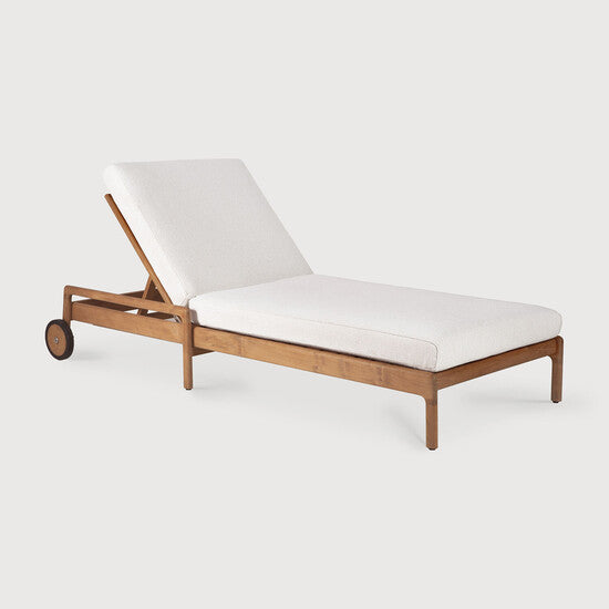 Jack Outdoor Adjustable Lounger - Off White, Teak view